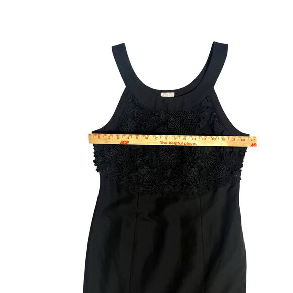 Anthropologie Postmark Mini Shift Dress Black Linen Floral Lace Tank Halter 10 - Picture 12 of 16